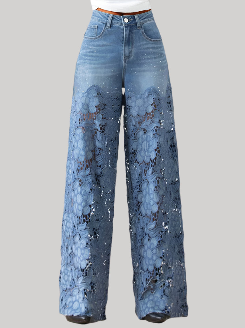 Mid‑Rise Patchwork Jeans