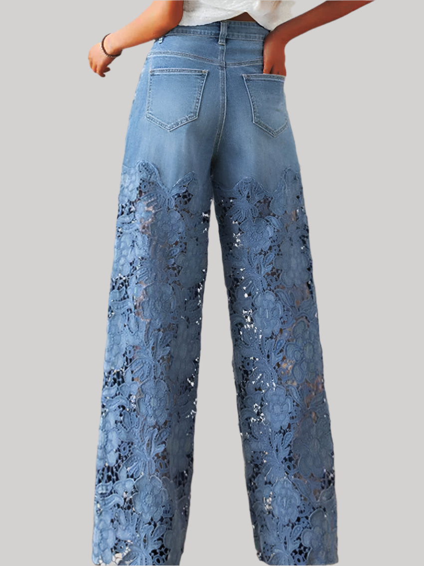 Mid‑Rise Patchwork Jeans