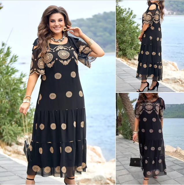 Hollow Printed Dress