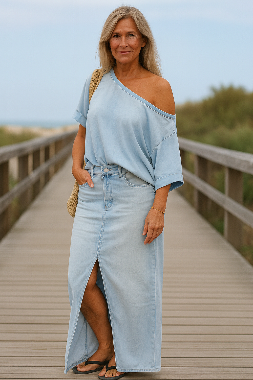 Split Denim Maxi