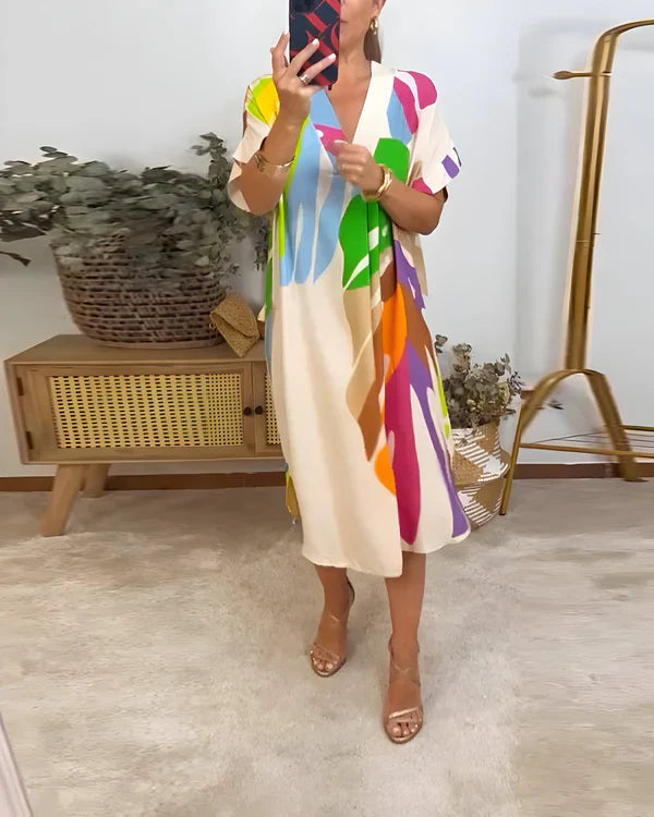 Short-Sleeve Flowing Dress