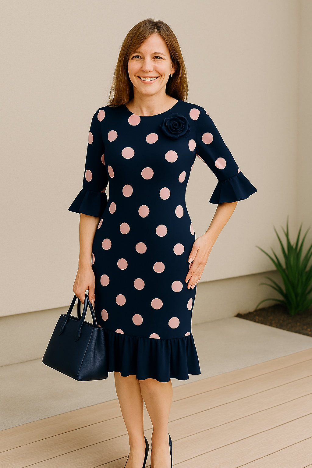 Pleated Polka Dots Dress