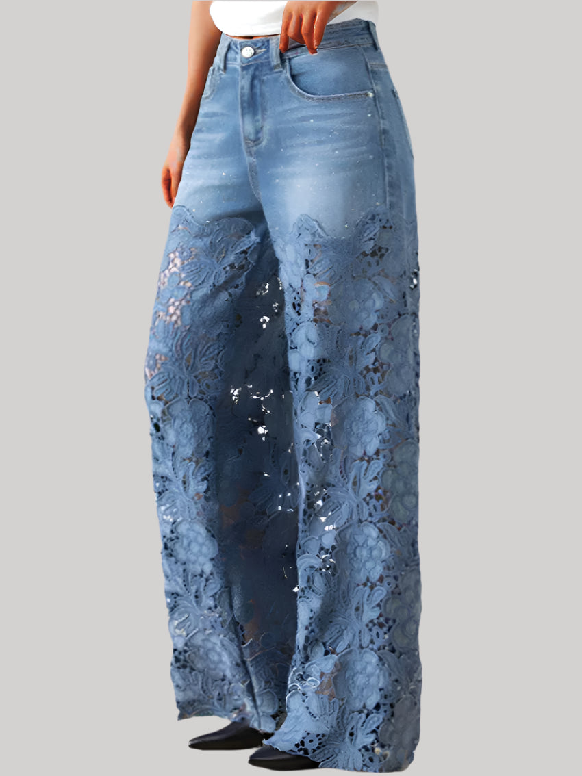 Mid‑Rise Patchwork Jeans