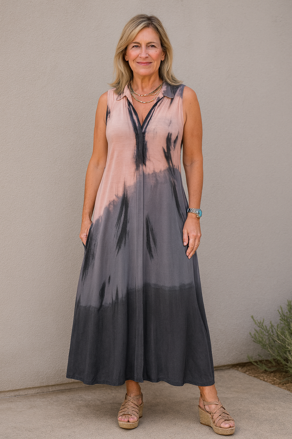 Sleeveless Tie-Dye Dress