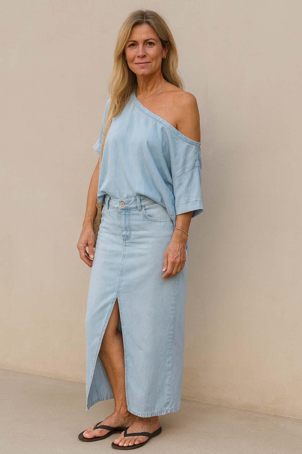 Split Denim Maxi