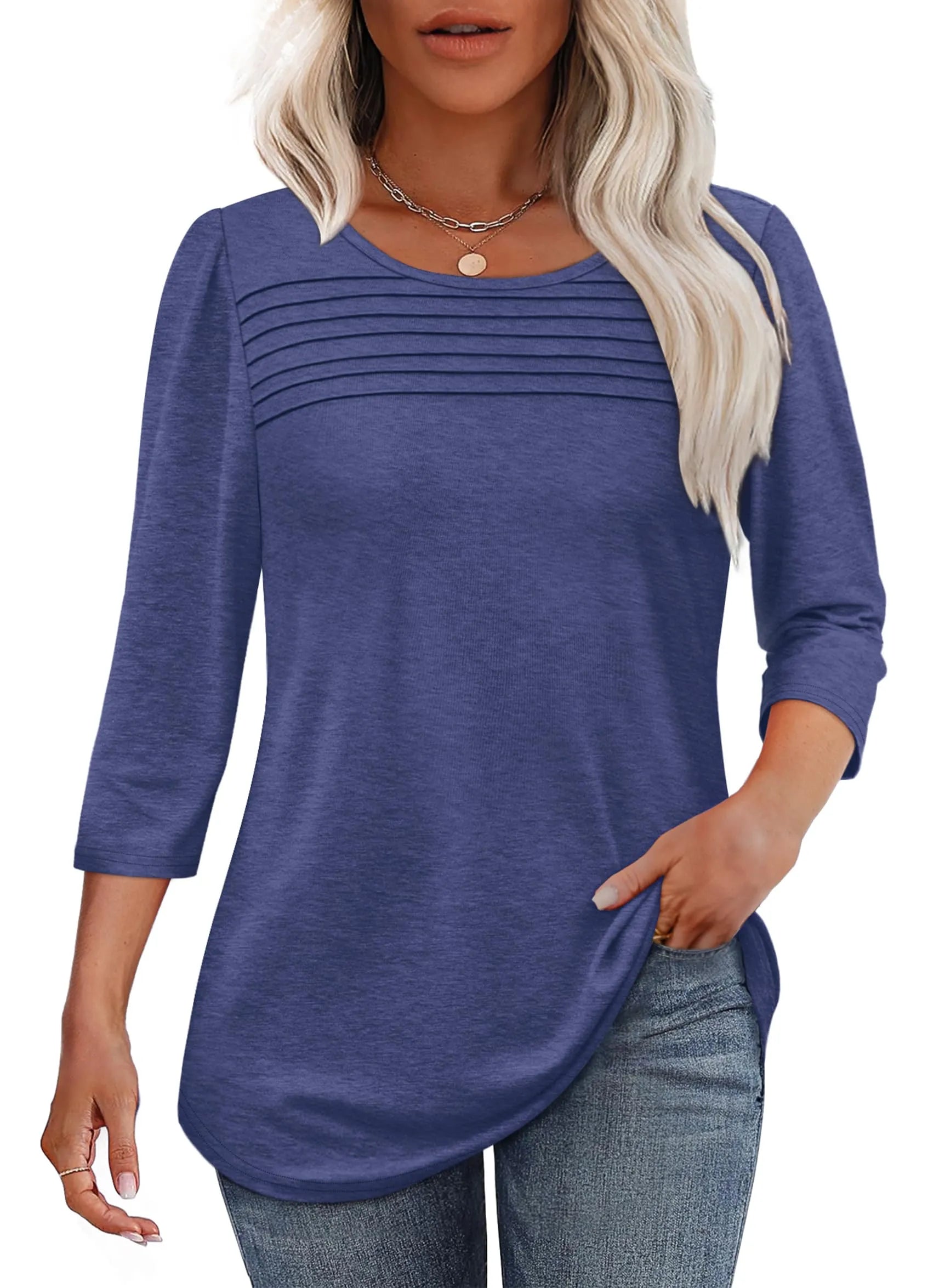 Pleated 3/4 Sleeve Top