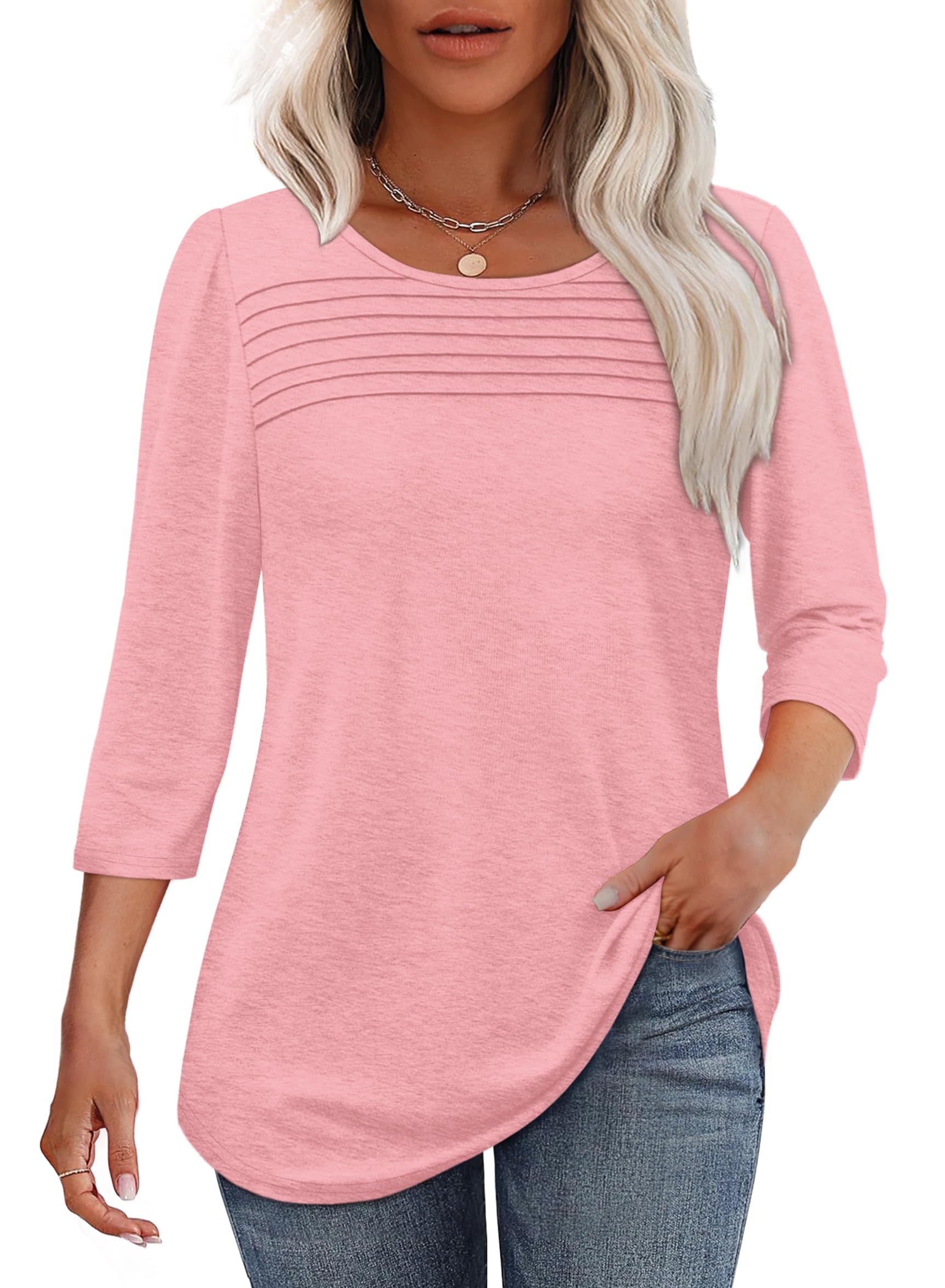 Pleated 3/4 Sleeve Top