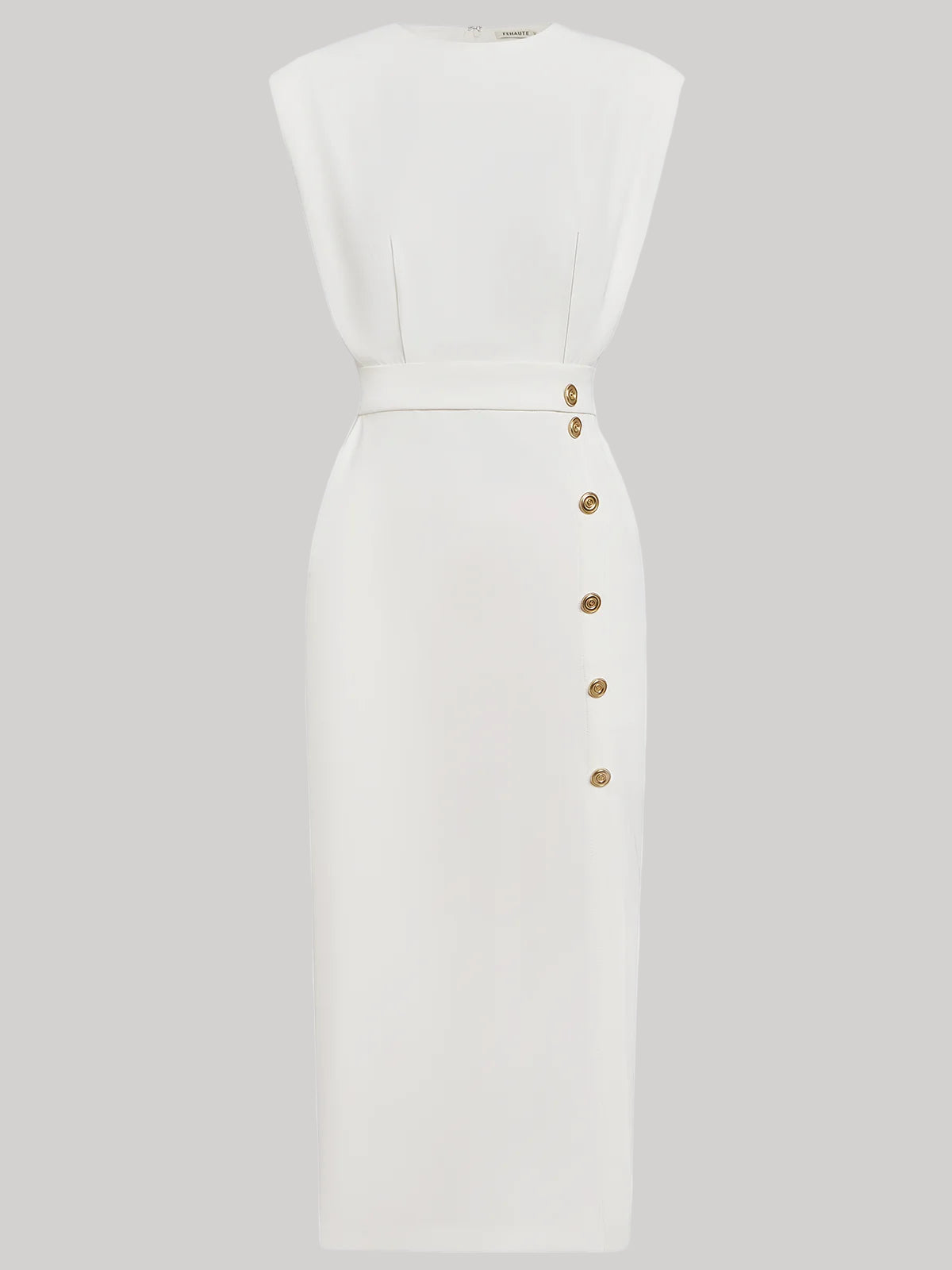 Button-Slit Midi Dress